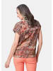 GOLDNER Kurzgröße:  Ultraleichte Printbluse mit Kurzarm in papaya / gemustert