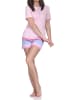 NORMANN Kurzarm Shorty Schlafanzug Pyjama Übergröße Zick Zack Muster in rosa