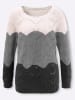 Sieh an! Rundhals-Pullover in anthrazit-ecru-gemustert