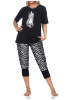 NORMANN Kurzarm Schlafanzug Capri Pyjama Shorty - 84879 in schwarz