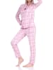 NORMANN Pyjama Single Jersey zum durchknöpfen Karo - 72393 in rosa