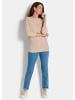 GOLDNER Strickpullover Eleganter Baumwollpullover, Halbarm in beige