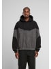 Urban Classics Urban Classics Weavy Colorblock Teddy Hoodie in magnet/black