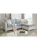 Furn.Design Sofa 3-Sitzer creme blau gestreift, Landhaus 240 cm, Couch Set inklusive Hocker