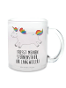 Mr. & Mrs. Panda Glühweinglas Einhorn Happy mit Spruch in Transparent