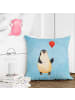 Mr. & Mrs. Panda Sofa Kissen Pinguin Luftballon ohne Spruch in Eisblau