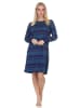 NORMANN Langarm Nachthemd Bündchen Ethnolook - 87539 in marine