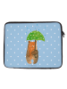 Mr. & Mrs. Panda Laptop Sleeve Bär Regenschirm ohne Spruch in Blau Pastell