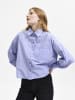 SELECTED FEMME Cropped Basic Bluse Langarm Hemd aus Baumwolle SLFREKA in Blau