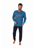 NORMANN Pyjama Schlafanzug langarm Bündchen - 70554 in blau