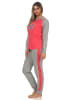 NORMANN Pyjama CollegeLook print und abgesetzten Ärmeln - 58176 in apricot