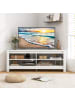 COSTWAY Eck-TV-Schrank mit Ladestation 140cm in Weiß