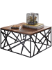 KADIMA DESIGN Industrial-Stil Couchtisch, Sheesham Holz, 60x60 cm, Metallgestell