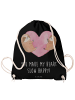 Mr. & Mrs. Panda Jutebeutel Faultiere Herz mit Spruch in Schwarz
