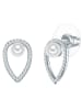 Lulu & Jane Perlen-Ohrstecker aus Messing mit Zirkonia und Muschelkernperle in silber