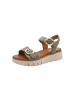 Tamaris Bequeme Leder-Sandalen mit Keilabsatz Salbei-Wildleder