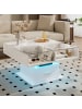 ABRIHOME Hochglanz Lift Couchtisch mit LED und flexiblem Stauraum, Weiß