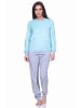 NORMANN Frottee Pyjama langarm Bündchen Streifen - 71465 in mint