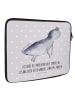 Mr. & Mrs. Panda Laptop Tasche Axolotl Schwimmen mit Spruch in Grau Pastell