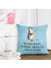 Mr. & Mrs. Panda Dekokissen Pinguin Angler mit Spruch in Eisblau