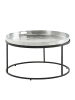 KADIMA DESIGN Couchtisch Hammerschlag | Alu Silber/Schwarz, 62x62cm, Tablett in Silber