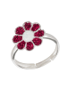 Schmuck23 Ring 925 Silber Blume in Rot