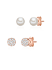 Glanzstücke München Set (Ohrringe 2er) aus Sterling Silber mit Zirkonia Süßwasser-Zuchtper in roségold