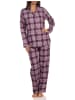 NORMANN Flanell Pyjama Schlafanzug langarm Knopfleiste und Reverskragen - 50118 in beere