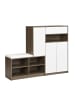 ABRIHOME Schuhbank in Weiß mit Sitz und verstellbaren Regalen 140x35x110 cm