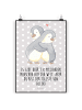 Mr. & Mrs. Panda Poster Pinguine Kuscheln mit Spruch in Grau Pastell