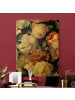 WALLART Leinwandbild Gold - Rote Rosen mit Weißen Rosen in Creme-Beige