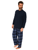 NORMANN Schlafanzug lang Pyjama karierte FlanellHose - 76609 in blau