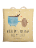 Mr. & Mrs. Panda Tasche Kaffee Bohne mit Spruch in Gelb Pastell