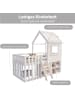 ABRIHOME Kinderbett Hochbett 90x200 mit Dach und Fenster, Massivholz in weiß