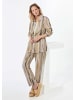 GOLDNER Kurzgröße:  Longbluse Longbluse mit Bindegürtel in beige / gemustert