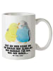 Mr. & Mrs. Panda XL Tasse Wellensittich Liebe mit Spruch in Weiß