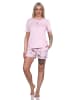 NORMANN kurzarm Schlafanzug Shorty Pyjama floralem Alloverprint in rosa