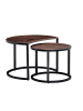 KADIMA DESIGN Couchtisch 2er Set Mango Massivholz/Metall Wohnzimmertisch Rund in Dunkelbraun