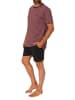 NORMANN Kurzarm Schlafanzug Pyjama Shorty Streifen in rot