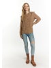 DreiMaster Vintage Damen Langarmbluse in Dunkelkamel Beige