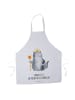 Mr. & Mrs. Panda Schürze Katze König mit Spruch in Weiß