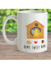 Mr. & Mrs. Panda Kindertasse Vogelhaus Home mit Spruch in Weiß