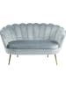 SalesFever Muschelsofa 2-Sitzer elegant Beine Chrom goldfarben und Samtbezug in Hellgrau