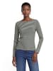 Zero  Basic Shirt mit U-Boot-Ausschnitt in Cream/Dark Green