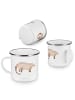 Mr. & Mrs. Panda Camping Emaille Tasse Nasenbär ohne Spruch in Weiß