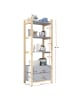 ABRIHOME Standregal in Blau Natur mit 2 Schubladen 4 Ebenen 70x44x180 cm