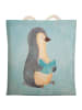 Mr. & Mrs. Panda taschen shopper Pinguin Buch ohne Spruch in Eisblau