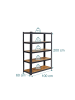 relaxdays Schwerlastregal in Schwarz/Braun - (B)100 x (H)200 x (T)60 cm