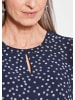 GOLDNER Kurzgröße:  Chiffonbluse Damen mit Tupfen-Alloverprint und Rundhalsausschnitt in marine / gemustert