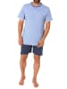 NORMANN kurzarm Schlafanzug Shorty Loungewear - 72086 in blau-melange